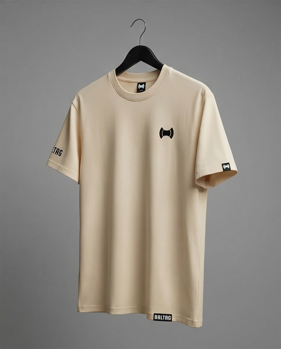 BALTAG Premium Herren T-Shirt Beige – Unisex Regular Fit aus Baumwolle & Elasthan