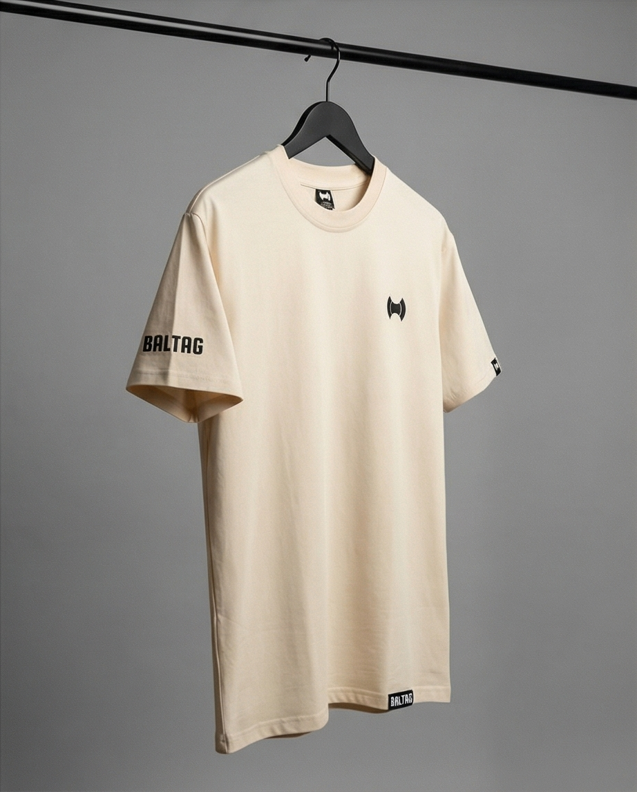 BALTAG Premium Herren T-Shirt Beige – Unisex Regular Fit aus Baumwolle & Elasthan