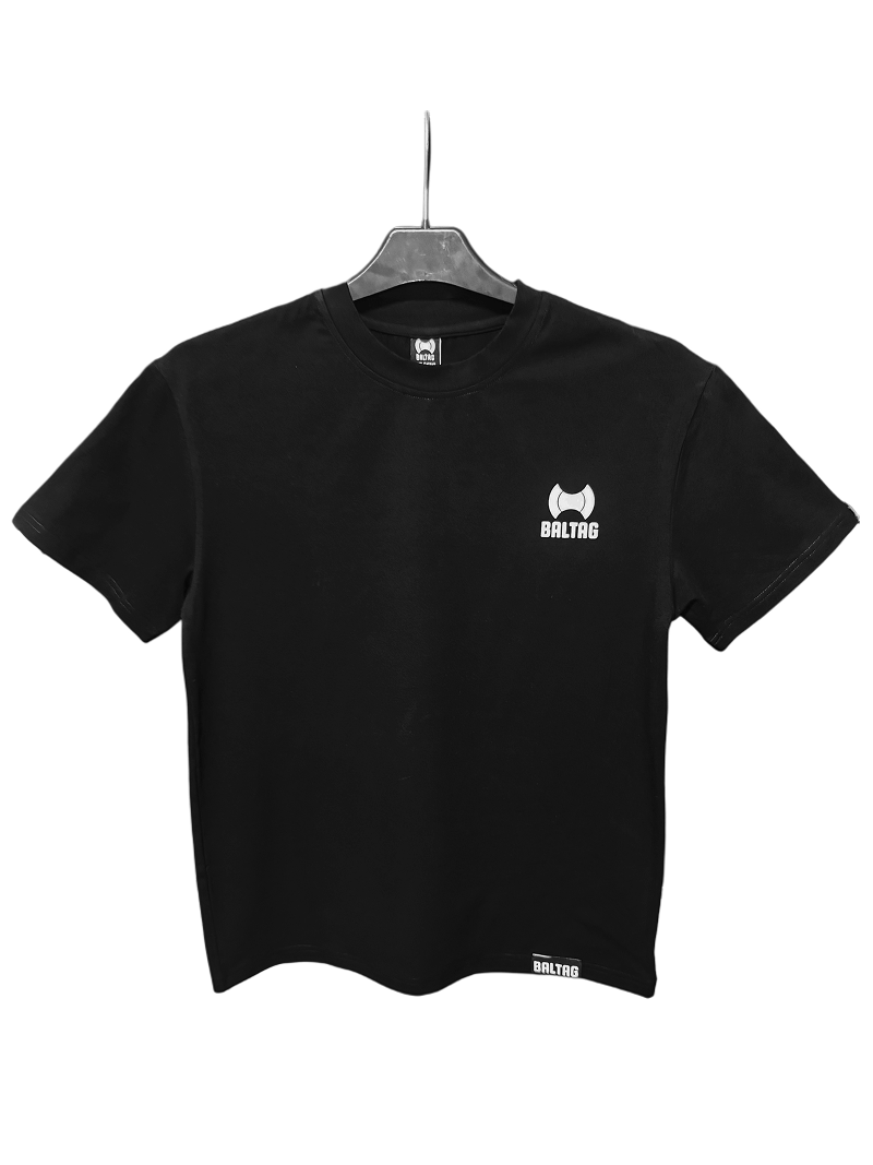Herren Oversized T_Shirt Schwarz mit vertikalem BALTAG Ruckenprint
