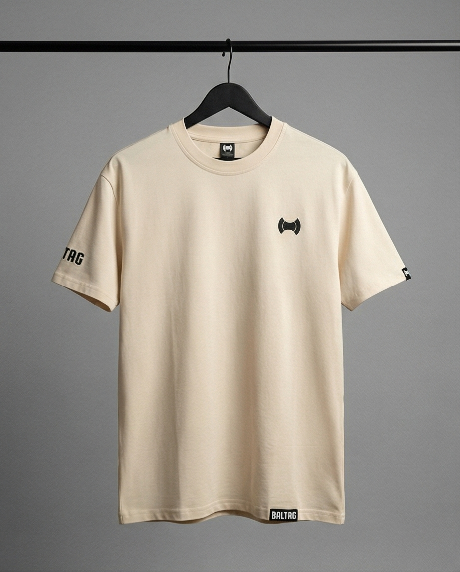 BALTAG Premium Herren T-Shirt Beige – Unisex Regular Fit aus Baumwolle & Elasthan