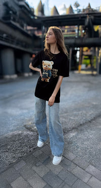 Damen T-Shirt „Positive Mood“ mit süßem Bären-Print - BALTAG Kollektion