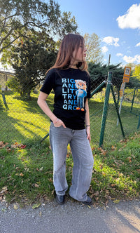 Damen T-Shirt Schwarz & Weiß mit Print „Try and Grow“ – BALTAG Kollektion