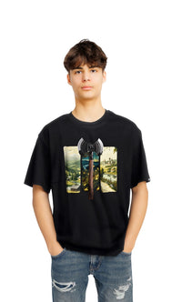 Herren T‑Shirt Weiß mit Axt-Print im Kunststil – BALTAG Edition